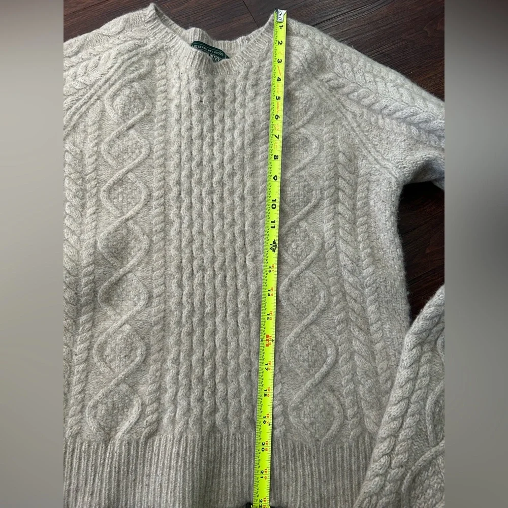 VTG Polo Country Ralph Lauren Cable-Knit Wool Pullover Sweater Sz L Oatmeal - Picture 10 of 14